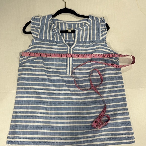 TALBOTS STRIPE SLEEVELESS RUFFLE DETAIL TOP (a451) - Picture 13 of 16